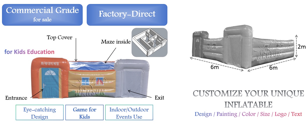 Inflatable Fire Exit Education Maze for sale