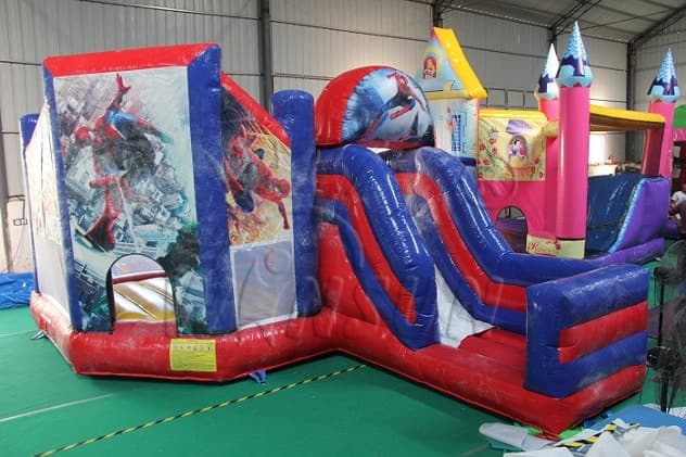 commercial Spiderman Bouncy Castle With Slide
