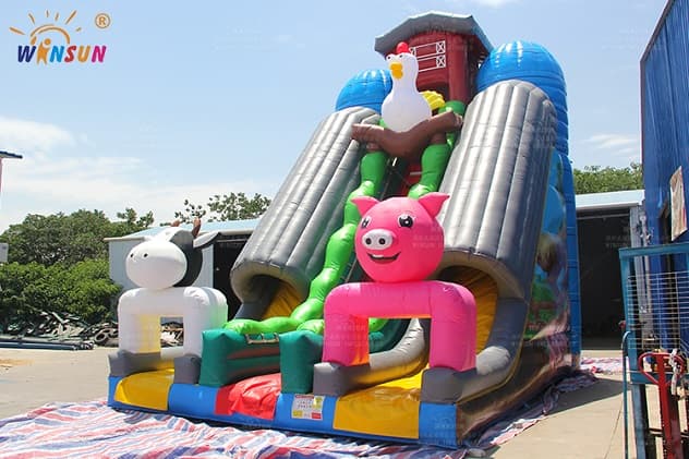 kids animal farm inflatable slide