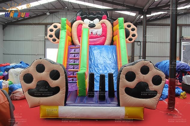 outdoor black cat inflatable slide for kids