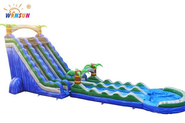 big outdoor blue marble wave inflatable water slide