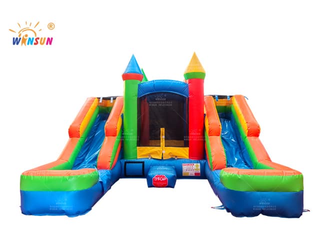 dual lane inflatable slide with moonwalk wss333 2