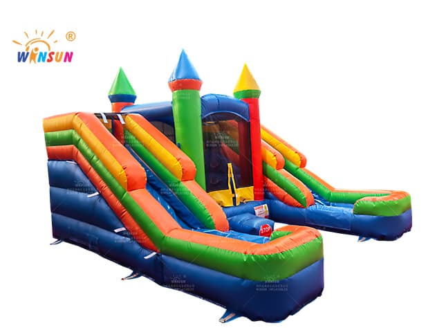 dual lane inflatable slide with moonwalk wss333 5