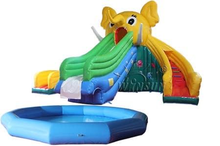 WSS-229 Elephant Water Slide W Inflatable Pool