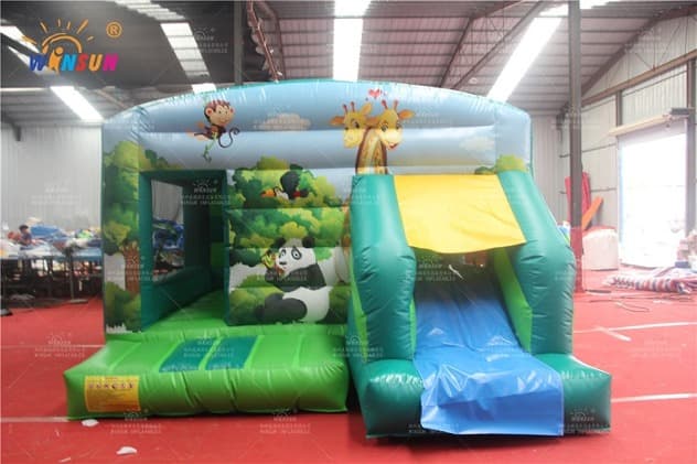 commercial forest jumping house with slide