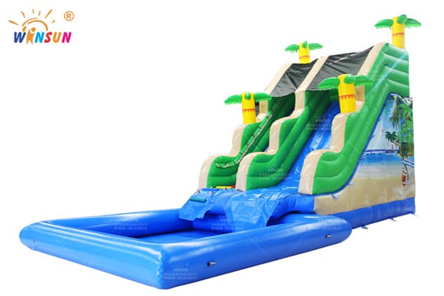 inflatable water slide with air tight pool for beach wss343 4