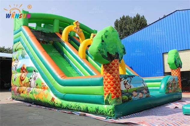 commercial jungle animals inflatable slide