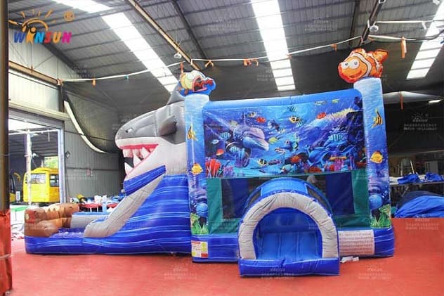 commercial shark inflatable jumping castle and slide