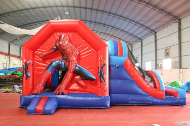 kids spiderman bouncy castle with slide