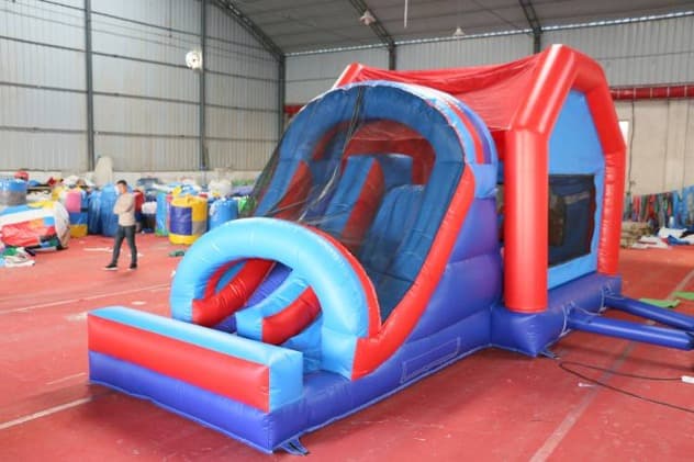 commercial spiderman bouncy castle with slide