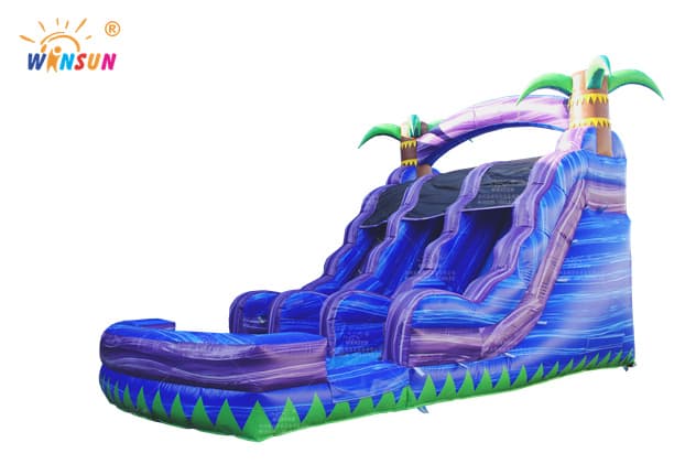 commercial tropical purple marble inflatable water slide