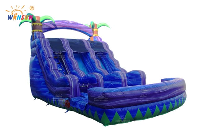 large tropical purple marble inflatable water slide