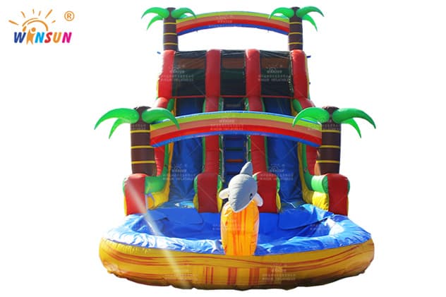 tropical yellow marble inflatable water slide wss337 3