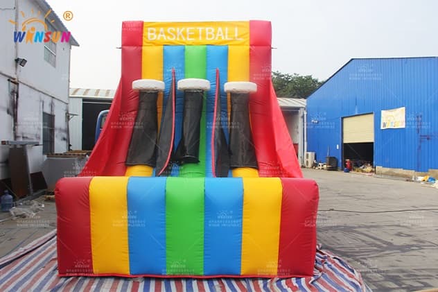 commercial inflatable basketball game with triple hoops