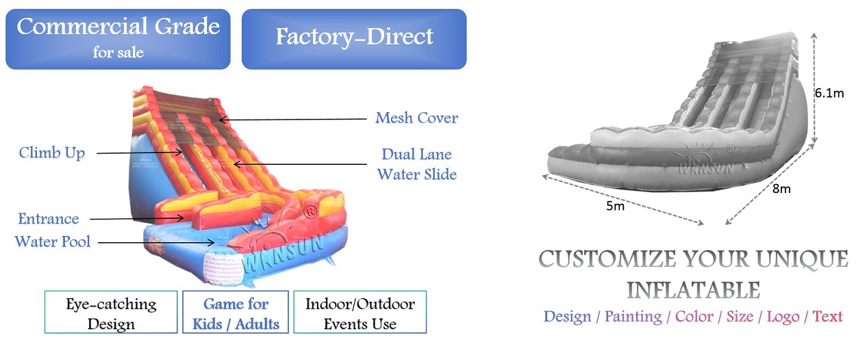 outdoor-Three-Primary-Colors-Inflatable-Water-Slide