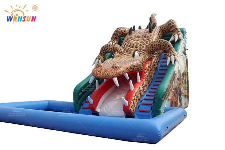 WSS-270 Crocodile Inflatable Water Slide with Airtight pool