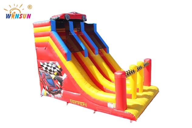 commercial race car themed inflatable slide