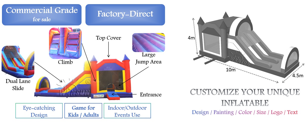 commercial Inflatable Jumping Castle dual lane Slide for sale