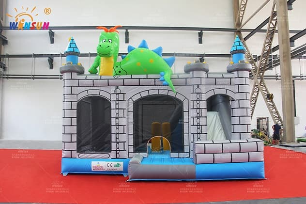 large inflatable jumping castle dino combo for sale