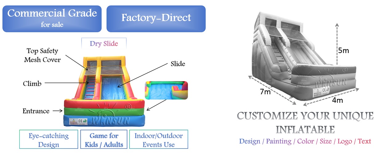 Standard Inflatable dry slide for sale