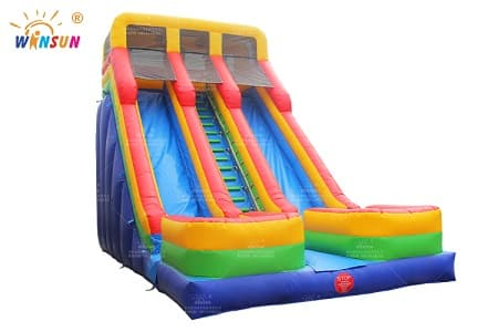 dual lane inflatable dry slide