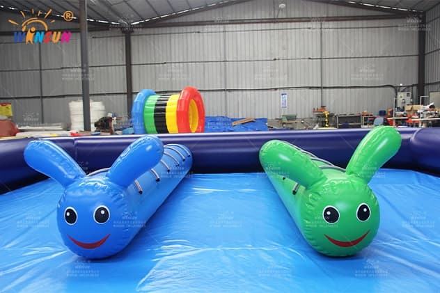 outdoor inflatable jumping caterpillar racing game