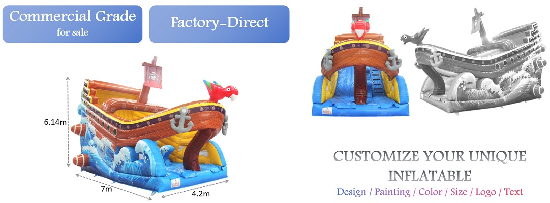 pirate ship inflatable dry slide for sale