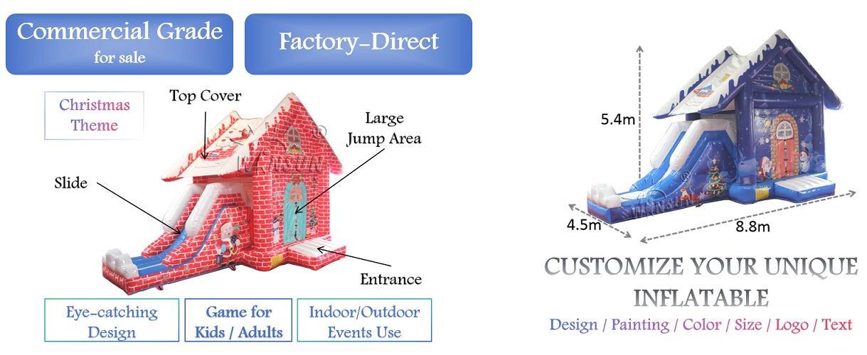 Christmas Inflatable Bouncy House N Slide for sale