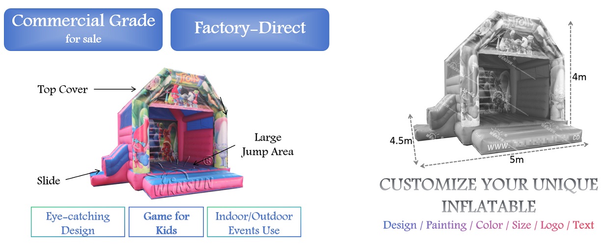 Trolls-themed Jumping House inflatable outdoor for sale