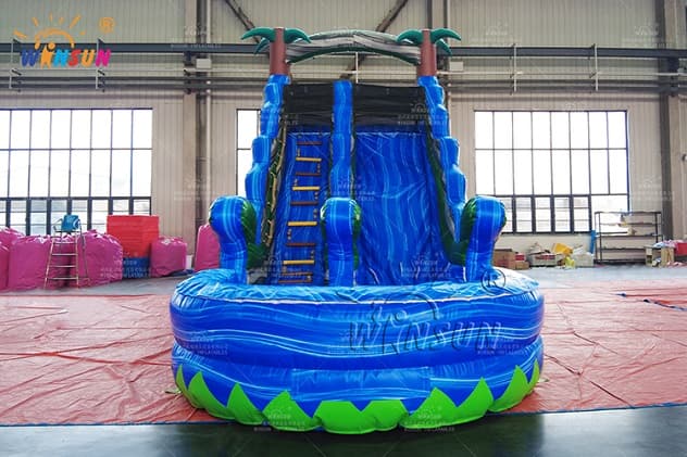 commercial Tropical Blue Marble Inflatable Water Slide