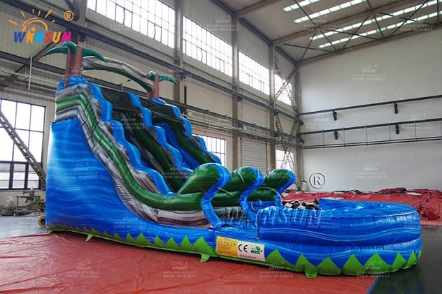 wholesale Tropical Blue Marble Inflatable Water Slide