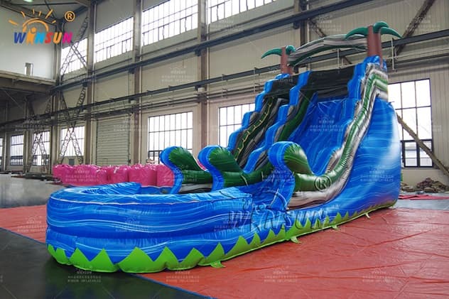 outdoor Tropical Blue Marble Inflatable Water Slide
