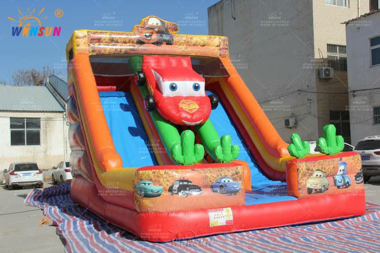 Wholesale racing car-themed inflatable slide dual lanes 8x5x6m