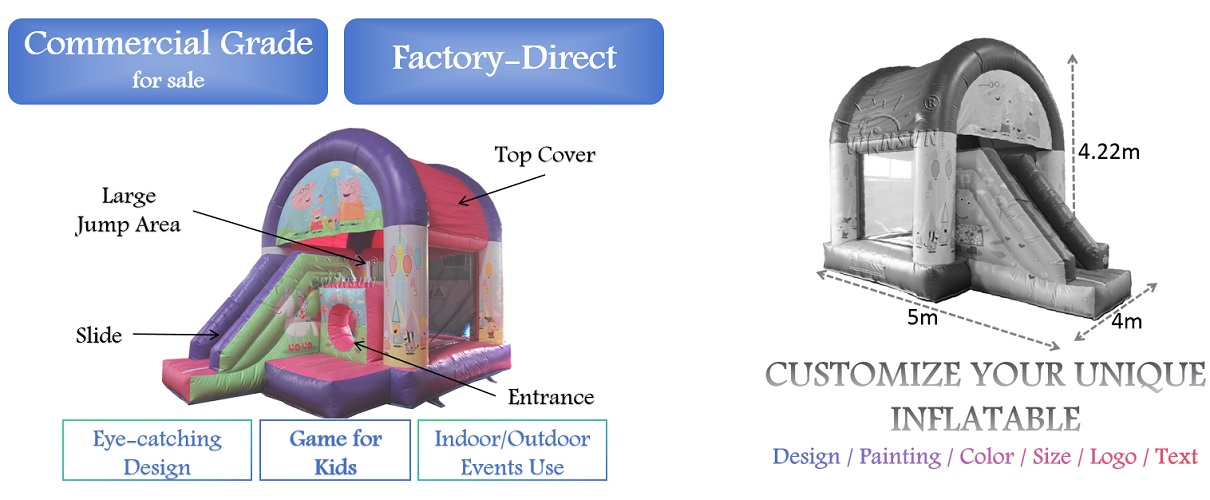 commercial inflatable Peppa Pig Bouncy House With Slide for sale