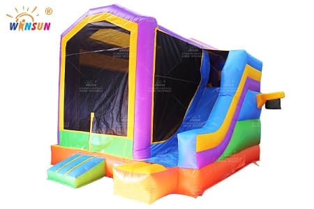 Inflatable bounce house combo with slide and basketball hoop