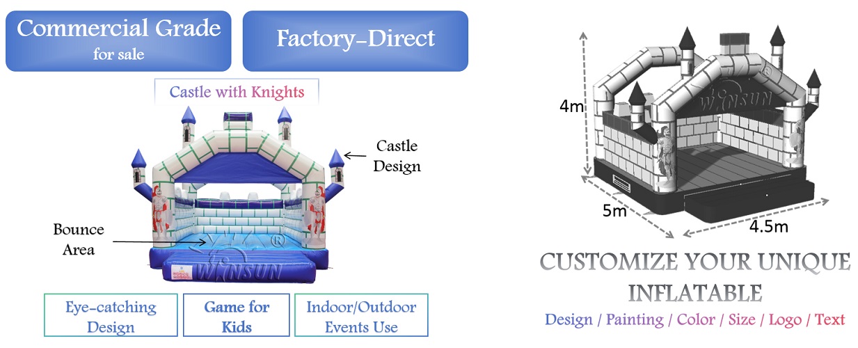 Inflatable jumping castle with knights