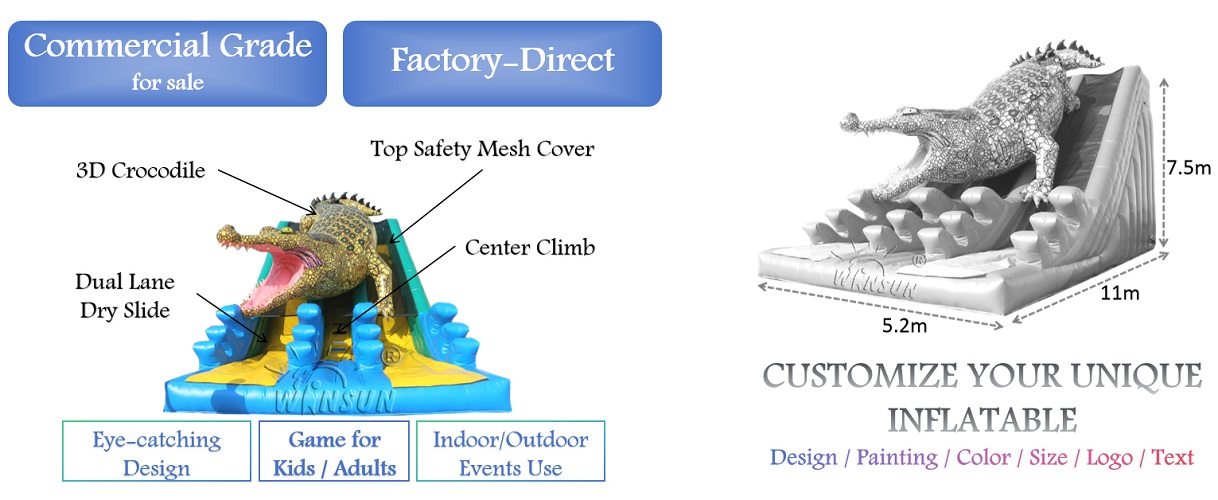 WINSUN Inflatable King Crocodile Dual Slide for sale