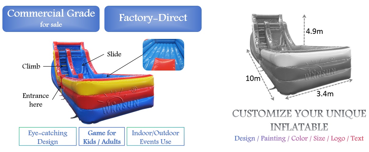 outdoor one lane Inflatable Water Slide for sale
