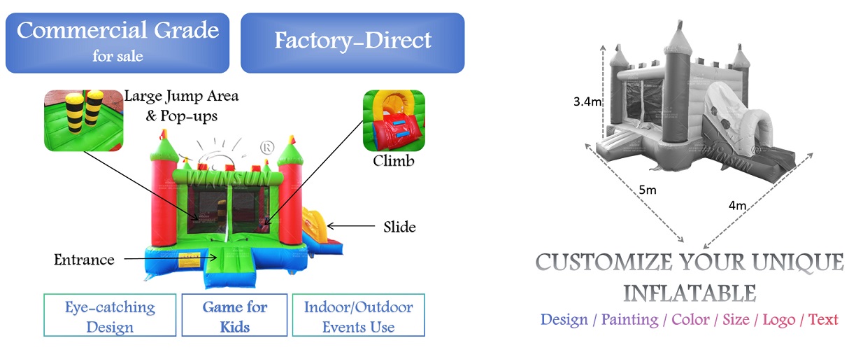 commercial Inflatable Bouncy Castle With Slide for sale