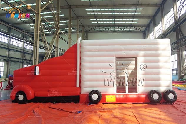 indoor commercial inflatable jumping house with slide truck theme