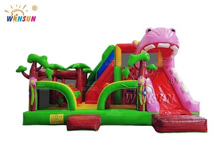 WSC-475 Hippo Theme Inflatable Trampoline Combo