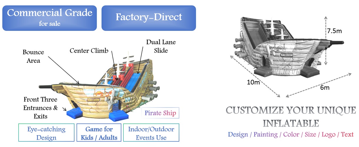 Pirate Ship Inflatable Dry Slide for sale