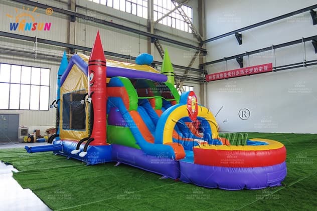 commercial crayon bouncer slide wet combo for sale