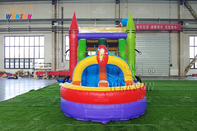wholesale commercial crayon bouncer slide wet combo