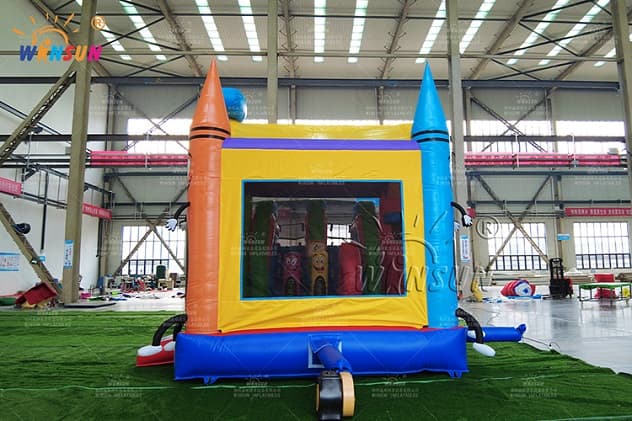 outdoor commercial crayon bouncer slide wet combo