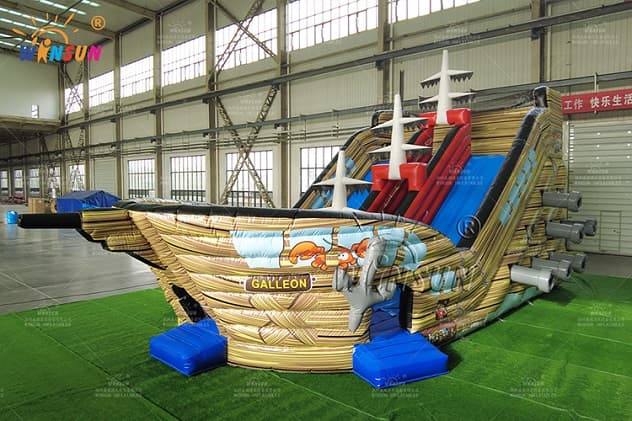 commercial pirate ship inflatable dry slide