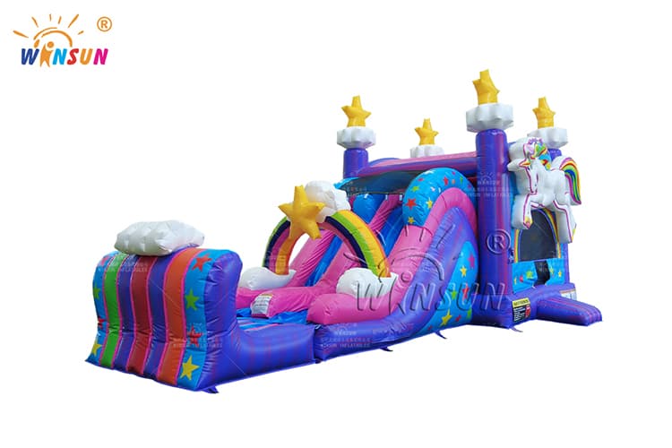 WSC-465 Unicorn Inflatable Jumping Castle with Dry Slide