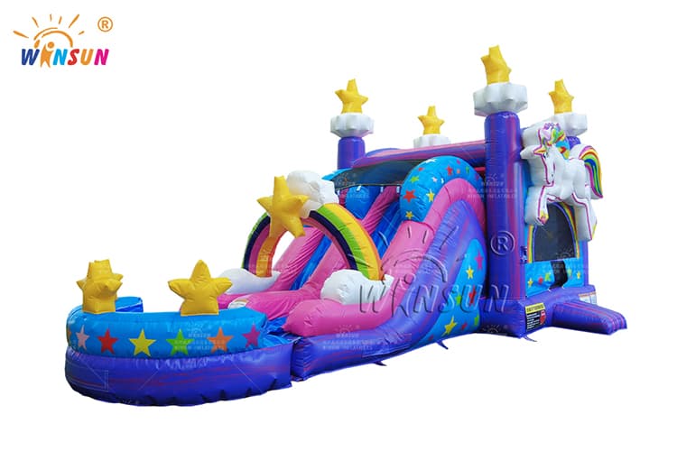 WSC-465 Unicorn Inflatable Jumping Castle with Water Slide