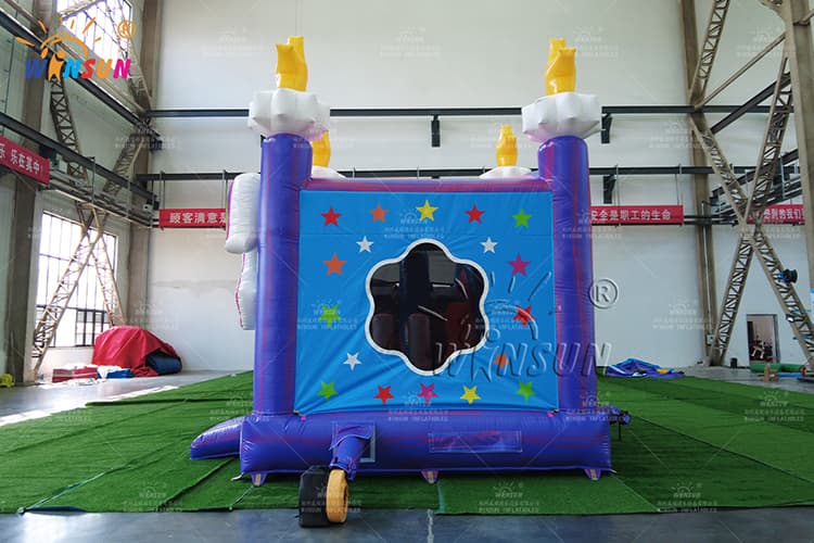 unicorn double water slide with bounce house
