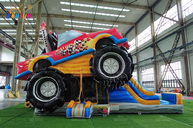 commercial monster truck inflatable combo slide